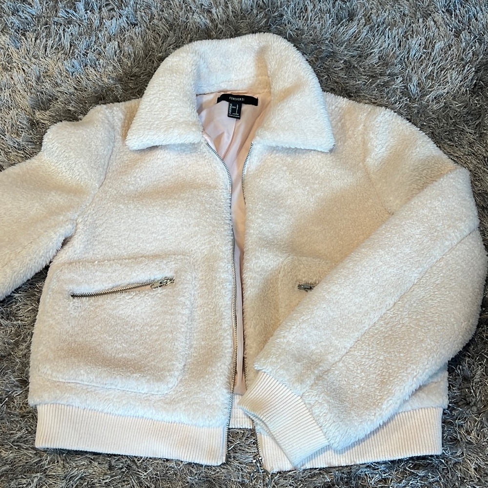 Fuzzy bomber jacket